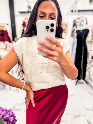 How to Style a Red Satin Skirt 