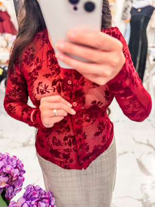 Sheer Suede Wine Cardigan 