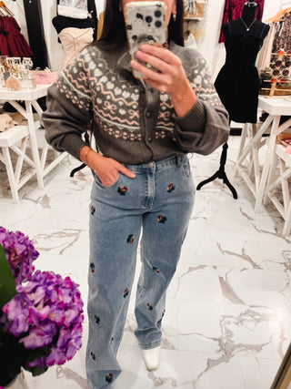 Wildflower Embroidered Denim (Medium Wash)