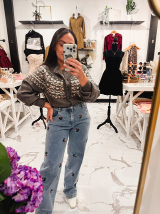 Wildflower Embroidered Denim (Medium Wash)