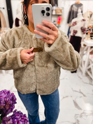 All Day Cozy Faux Fur Jacket (Light Taupe)