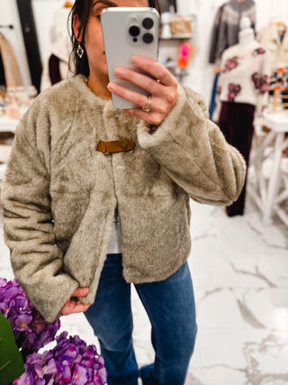 All Day Cozy Faux Fur Jacket (Light Taupe)