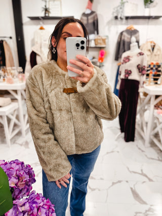 All Day Cozy Faux Fur Jacket (Light Taupe)