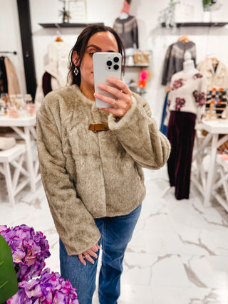 All Day Cozy Faux Fur Jacket (Light Taupe)