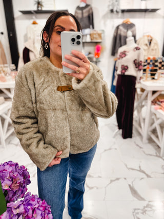 All Day Cozy Faux Fur Jacket (Light Taupe)