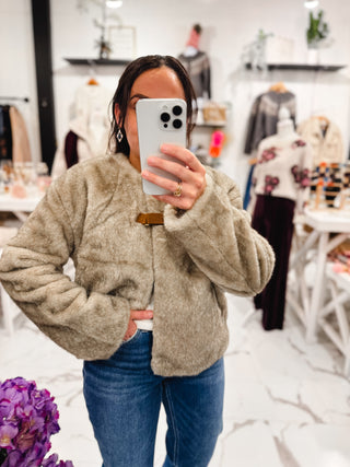 All Day Cozy Faux Fur Jacket (Light Taupe)