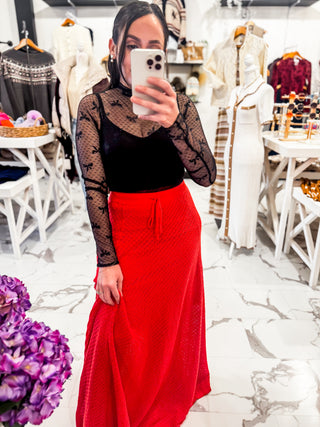 Salsa in the Sand Crochet Skirt (Red)