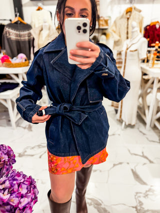 The Blue Jean Moment Trench Jacket (Dark Wash)