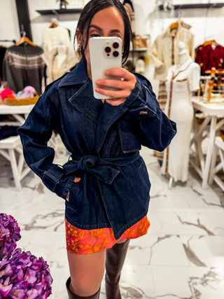 The Blue Jean Moment Trench Jacket (Dark Wash)
