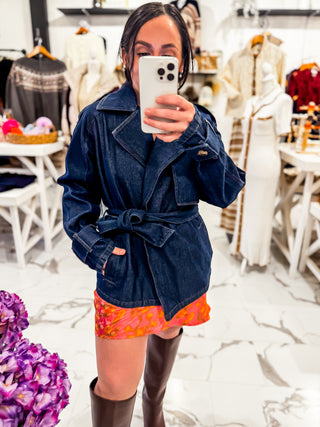 The Blue Jean Moment Trench Jacket (Dark Wash)