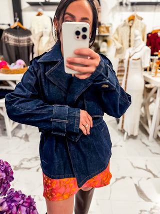 The Blue Jean Moment Trench Jacket (Dark Wash)