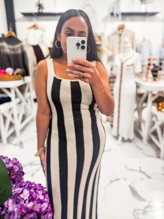 Straightforward Stripe Maxi Dress (Oatmeal)