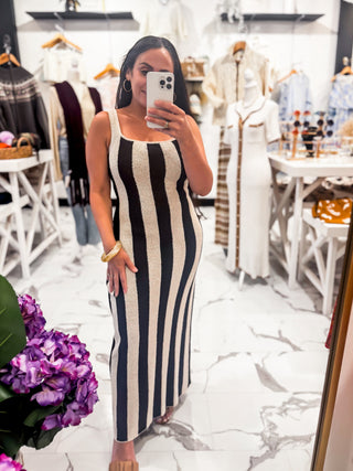 Straightforward Stripe Maxi Dress (Oatmeal)