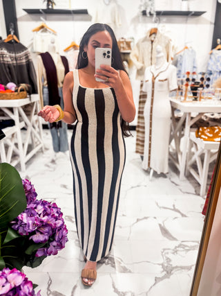 Straightforward Stripe Maxi Dress (Oatmeal)