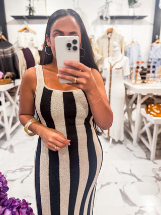 Straightforward Stripe Maxi Dress (Oatmeal)