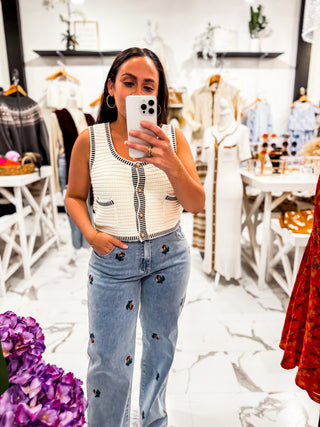 The Social Hour Crochet Vest Top (Cream)