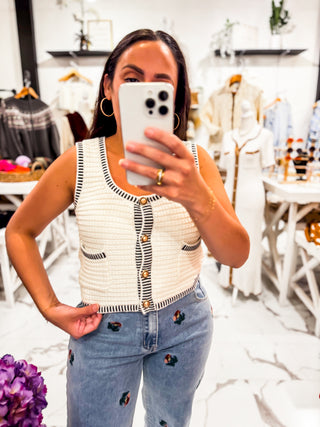 The Social Hour Crochet Vest Top (Cream)