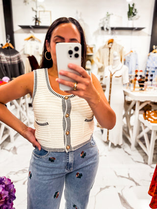 The Social Hour Crochet Vest Top (Cream)