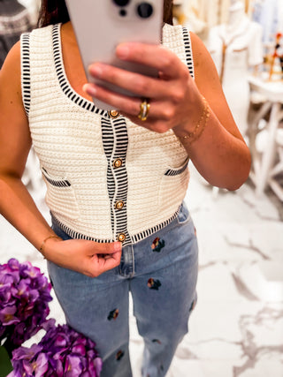 The Social Hour Crochet Vest Top (Cream)