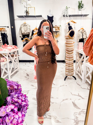Weekend in Tulum Crochet Top (Pecan)