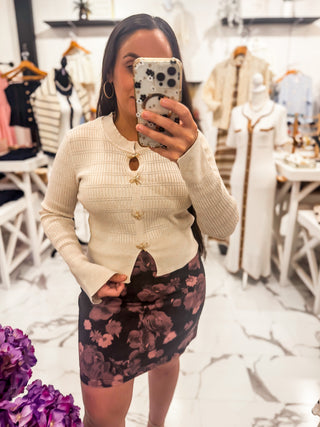 Rust & Rose Floral Mini Skirt (Black/Mauve)