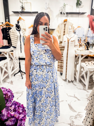 Skies Over Savannah Floral Skirt Set (Blue)