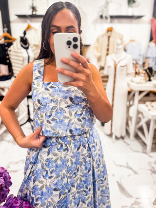 Skies Over Savannah Floral Skirt Set (Blue)