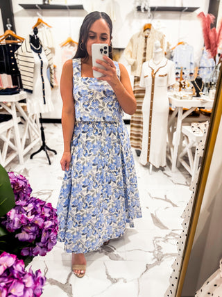 Skies Over Savannah Floral Skirt Set (Blue)