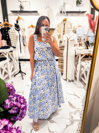 Skies Over Savannah Floral Skirt Set (Blue)