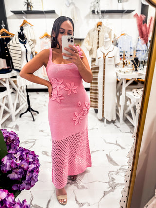 Stop & Stare Petal Knit Dress (Pink)