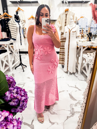 Stop & Stare Petal Knit Dress (Pink)