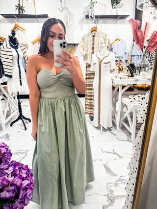 Twist of Fate Ribbed Midi Dress (Olive)