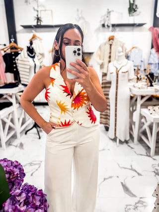 Tuscan Sun Print Vest Top (Beige)