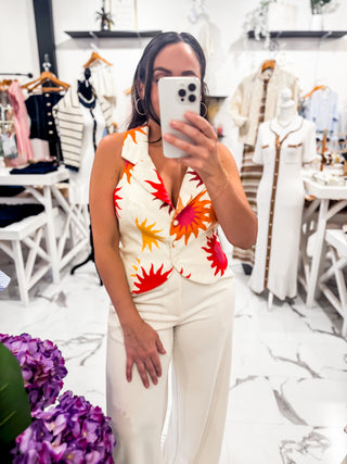 Tuscan Sun Print Vest Top (Beige)
