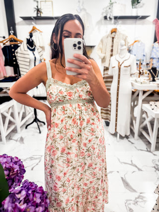 Arcadia Floral Maxi Dress (Cream/Olive)