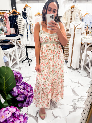 Arcadia Floral Maxi Dress (Cream/Olive)