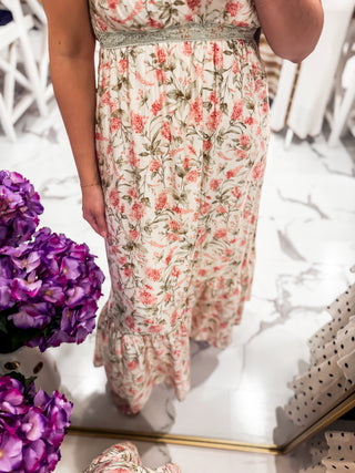 Arcadia Floral Maxi Dress (Cream/Olive)