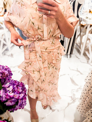My Plus One Floral Button Dress (Peach)