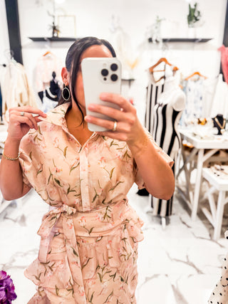 My Plus One Floral Button Dress (Peach)