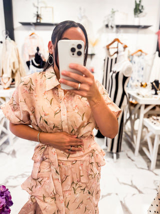 My Plus One Floral Button Dress (Peach)
