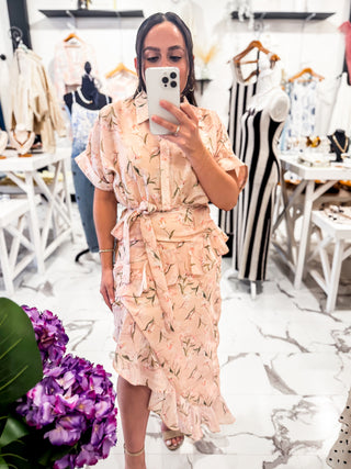 My Plus One Floral Button Dress (Peach)