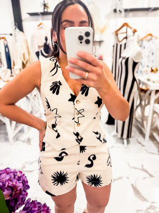 Sundazed & Buttoned Up Linen Vest (Cream)