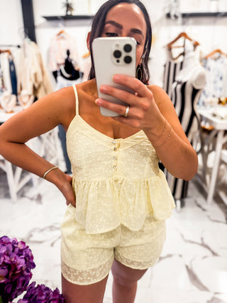 Lemon Drop Eyelet Cami (Pale Yellow)