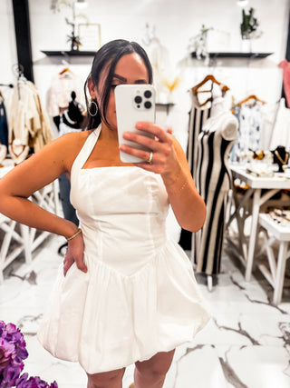 Flirt Mode Bubble Dress (White)