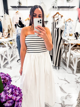 Bare Minimum Stripe Midi Dress (Black/White)