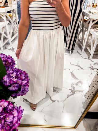 Bare Minimum Stripe Midi Dress (Black/White)