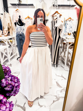 Bare Minimum Stripe Midi Dress (Black/White)