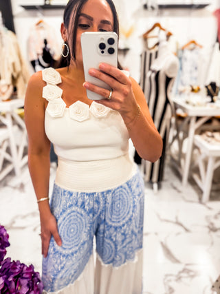 Floral Notes Floral Top (White)