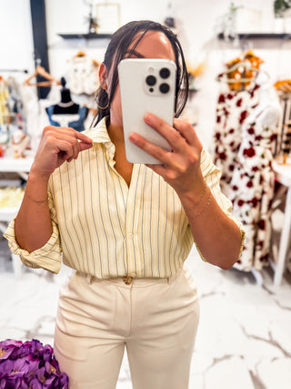 Line & Flow Poplin Blouse (Lemon)