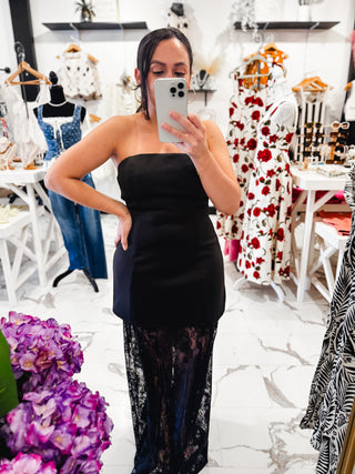 The Monaco Strapless Lace Dress (Black)